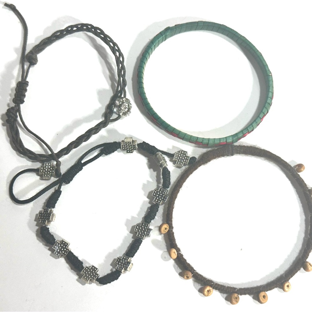 Boho Hippie Style Festival Bracelets Adjustable & Bangles Raffia Yarn Beaded